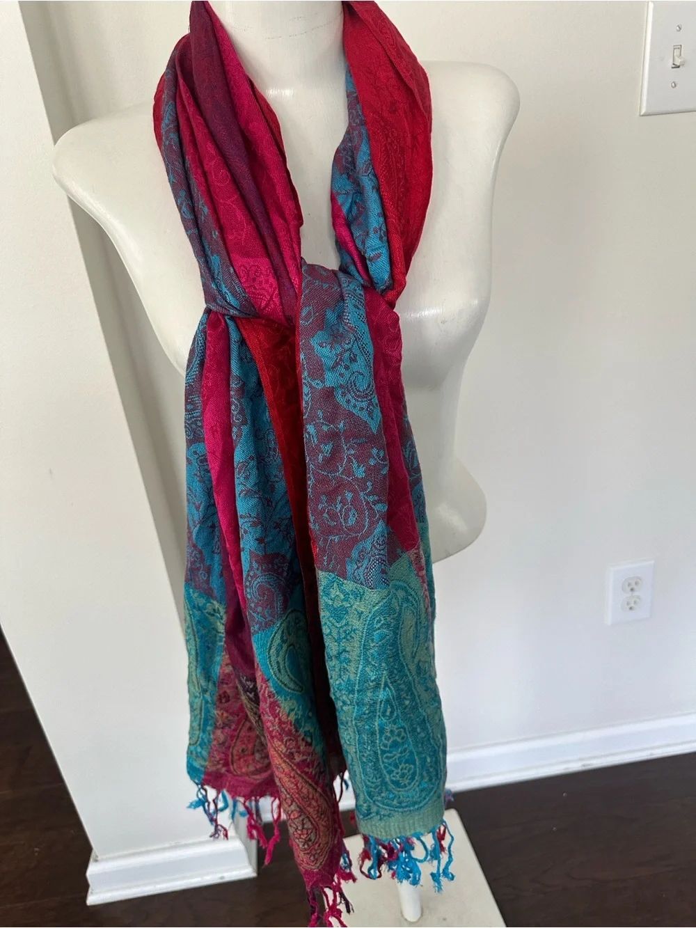 Pashmina Vibrant Colored Fringed Scarf